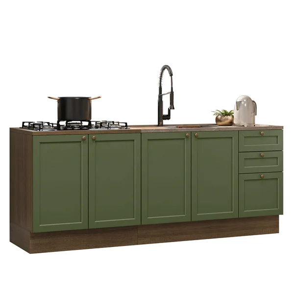 Balcão de Cozinha com Pia 4 Portas Verde