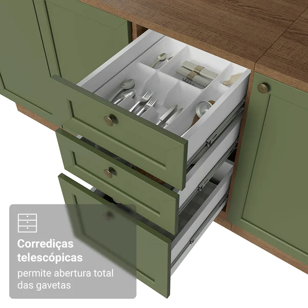 Balcão de Cozinha com Pia 4 Portas Verde — foto 5
