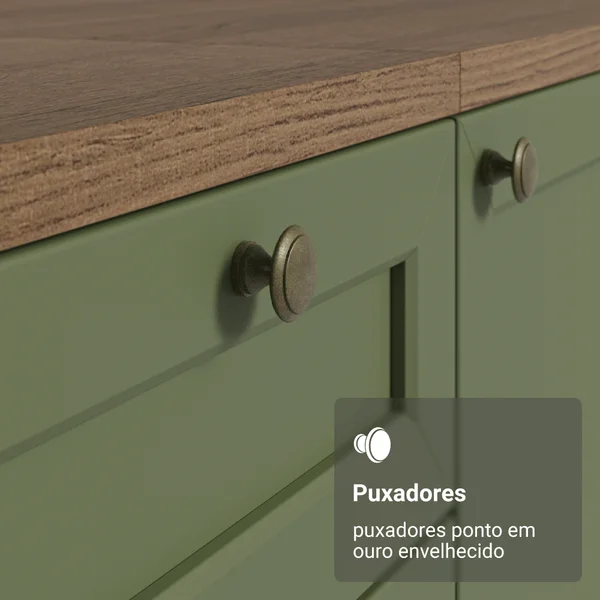 Balcão de Cozinha com Pia 4 Portas Verde — foto 4