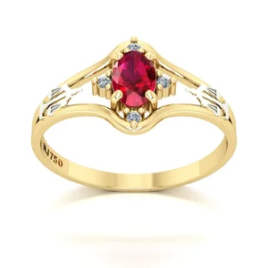 Anel de Ouro KT40 com Rubi e Diamantes