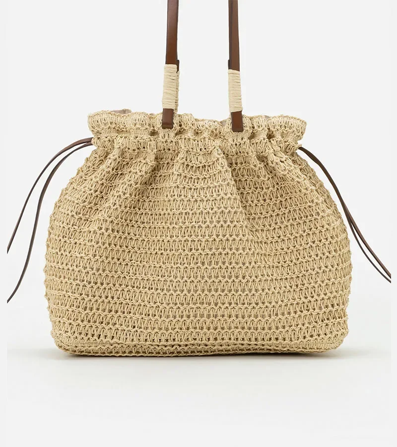 Bolsa de Praia em Palha com Alça de PU