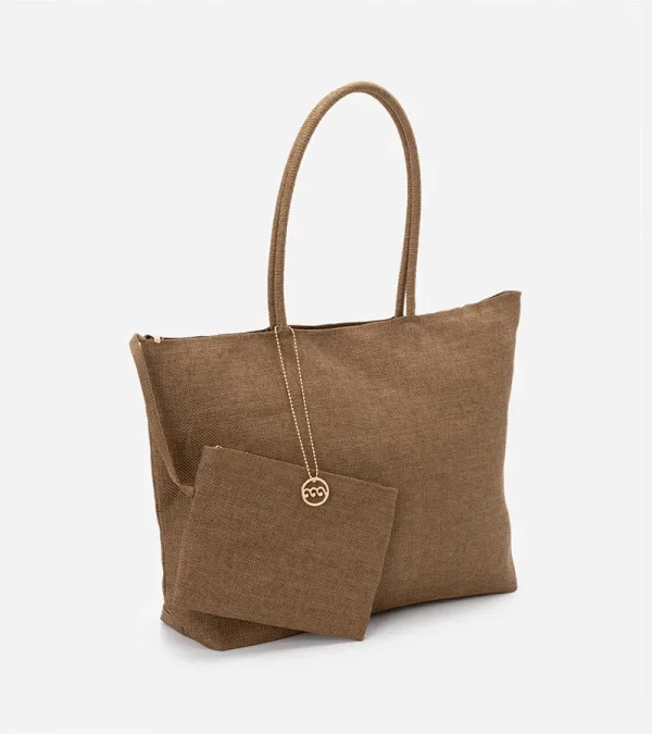 Bolsa de Praia Grande com Alças Finas Marrom — foto 4