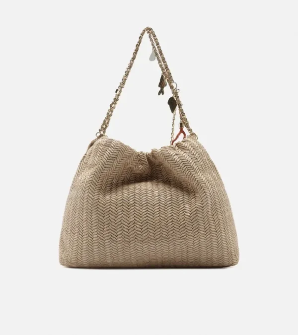 Bolsa Hobo Bege Ráfia Esther Grande — foto 3