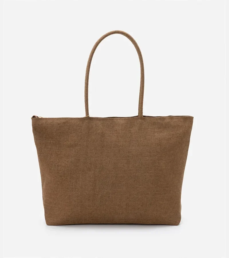 Bolsa de Praia Grande com Alças Finas Marrom