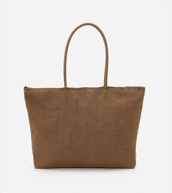 Bolsa de Praia Grande com Alças Finas Marrom