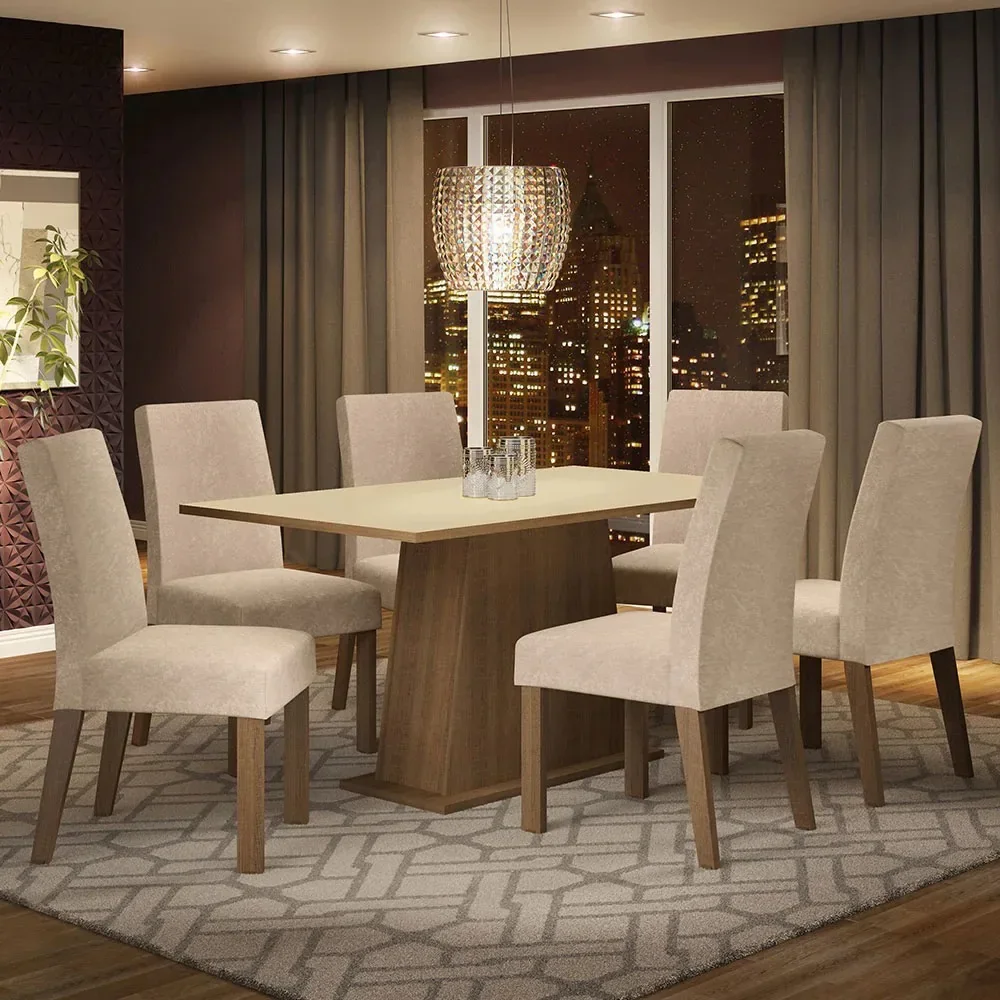 Conjunto de Mesa de Jantar com 6 Cadeiras