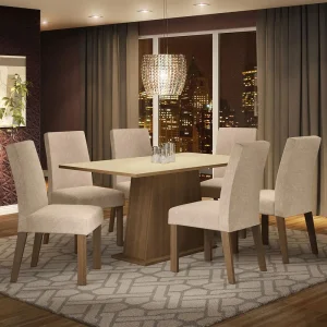 Conjunto de Mesa de Jantar com 6 Cadeiras