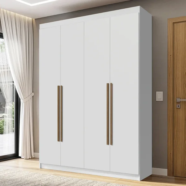 Guarda Roupa 4 Portas Branco Com Corrediças