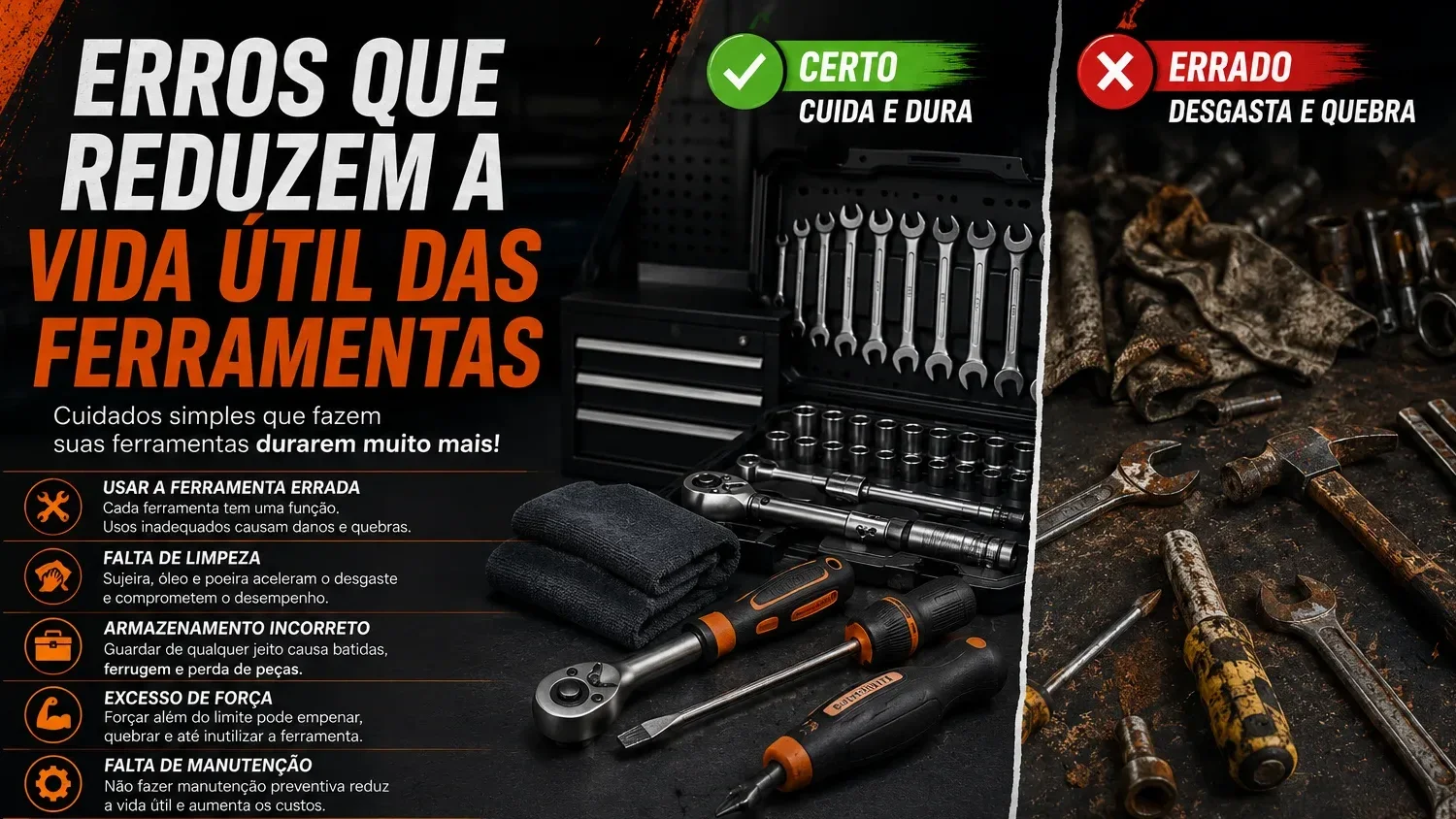 Erros que reduzem a vida útil das ferramentas