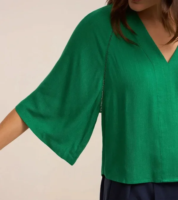 Blusa Feminina Verde Manga Flare