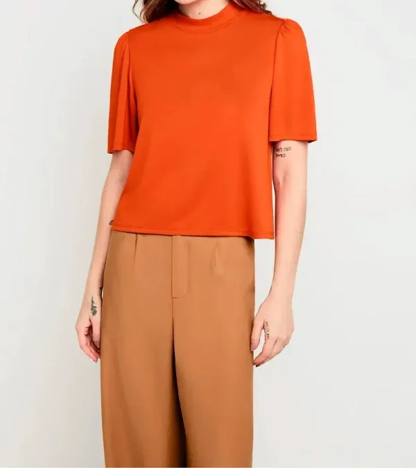 Blusa Feminina Manga Curta Laranja