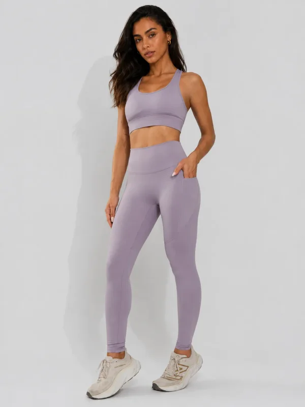 Legging Feminina Roxa com Bolsos