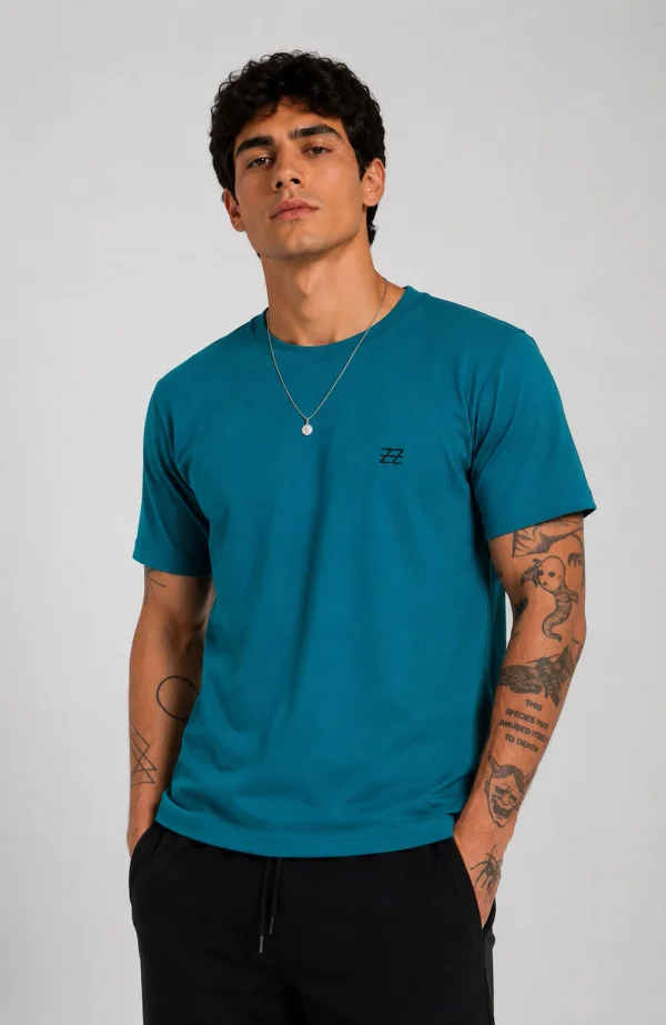 Camiseta Masculina Azul Turquesa