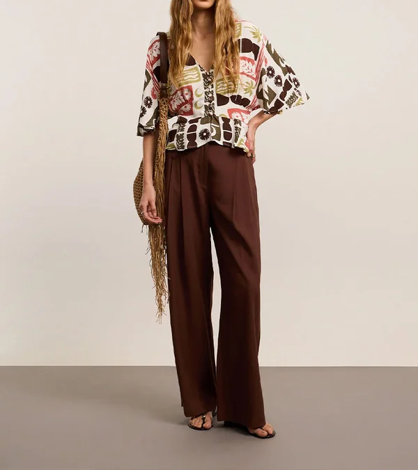Blusa Em Viscose Com Estampa Geometrica Tropical Multicores