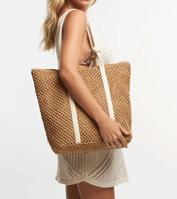 Bolsa De Praia Em Papel Com Alça De Corda